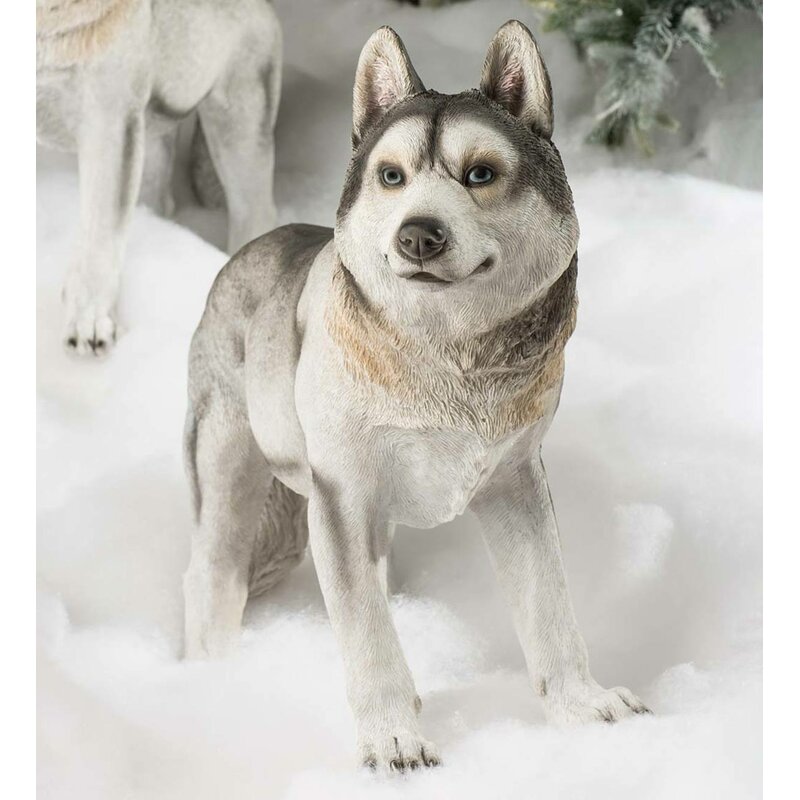 husky garden statue